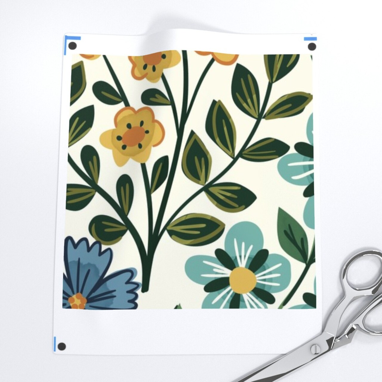 Wildflower Graceful Flowers Blossoms Petals Blue Green Orange Marigold Daisy Custom Removable Wallpaper by Spoonflower Peel & Stick Wallpaper 2FT Wide